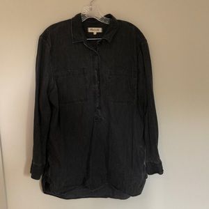 Madewell popover black denim shirt